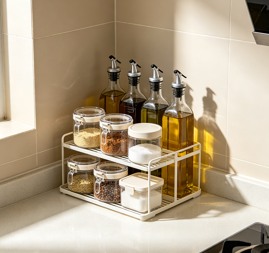 Compact Countertop Spice Rack Organizer Set